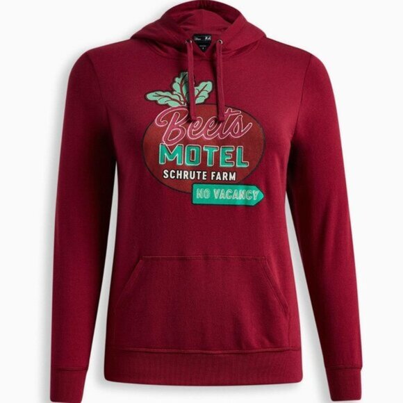 Torrid The Office Hoodie Dwight Schrute Farms Beets Motel Super Soft Size 3 Red - Picture 1 of 7